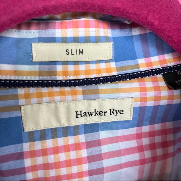 Pastel plaid mens long sleeve dress shirt. XL Slim - Picture 5 of 7